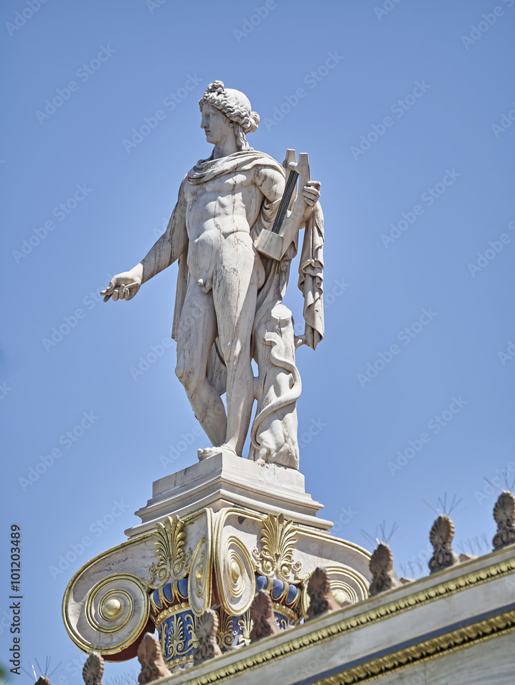 Athens Greece, Apollo the ancient god of fine arts statue