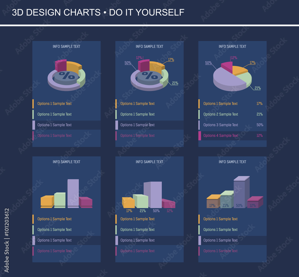 3D Design Charts - obrazy, fototapety, plakaty 