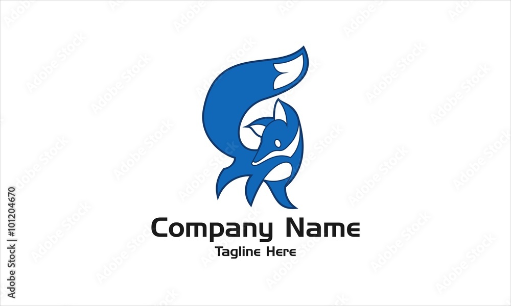 Obraz premium Blue Fox Logo Vector.