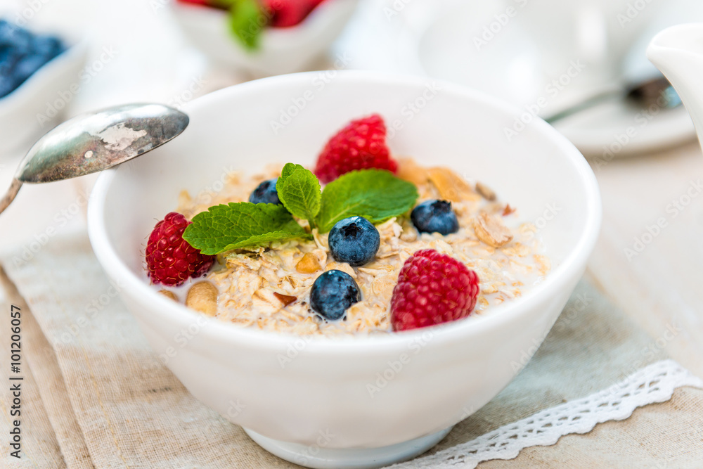 delicious breakfast with muesli delicious breakfast with muesli