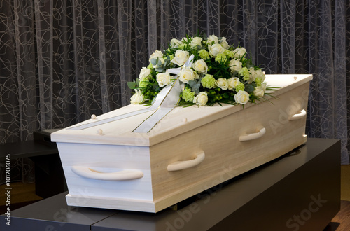 Coffin in morque