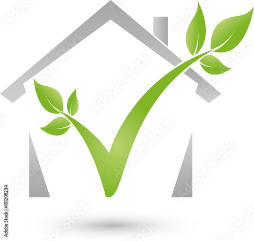 Haus und Pflanze, Blätter, Baum, Logo