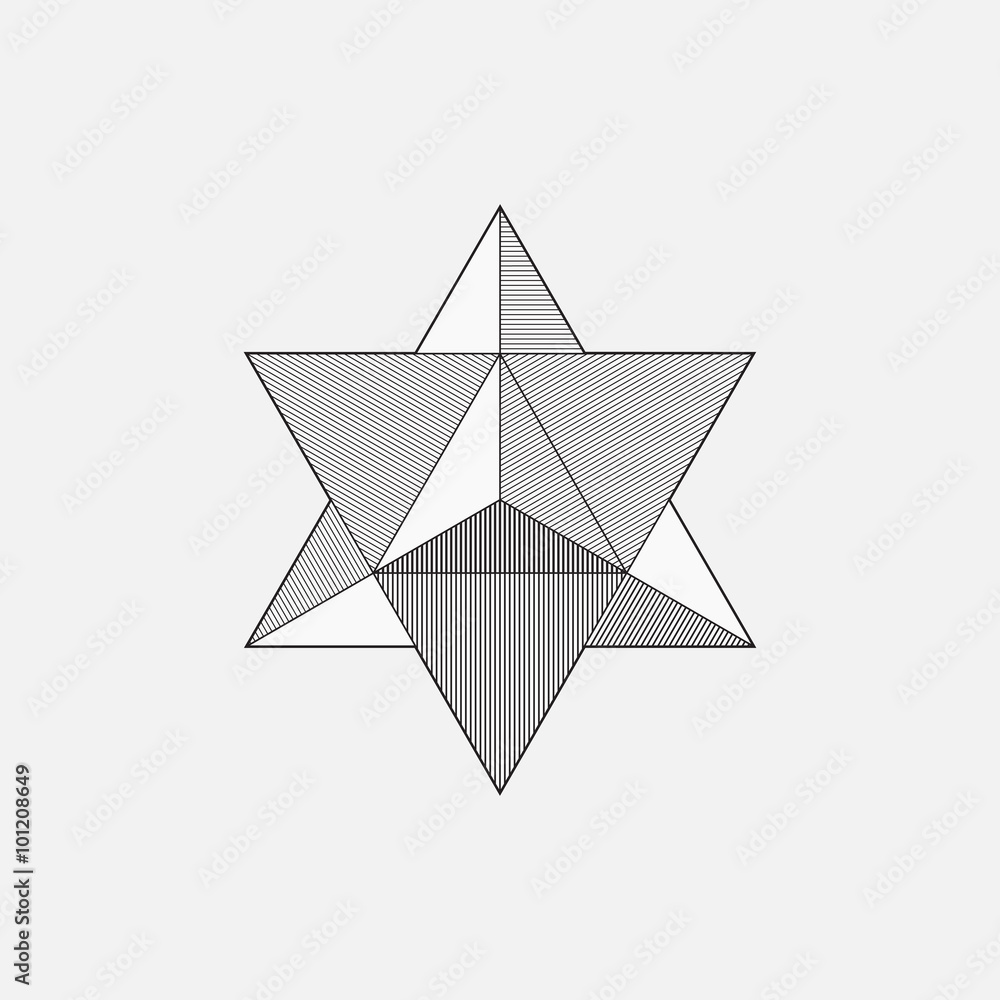 Merkaba, geometric shape, line design, triangle, vector illustration Merkaba, geometric shape, line design, triangle, vector illustration