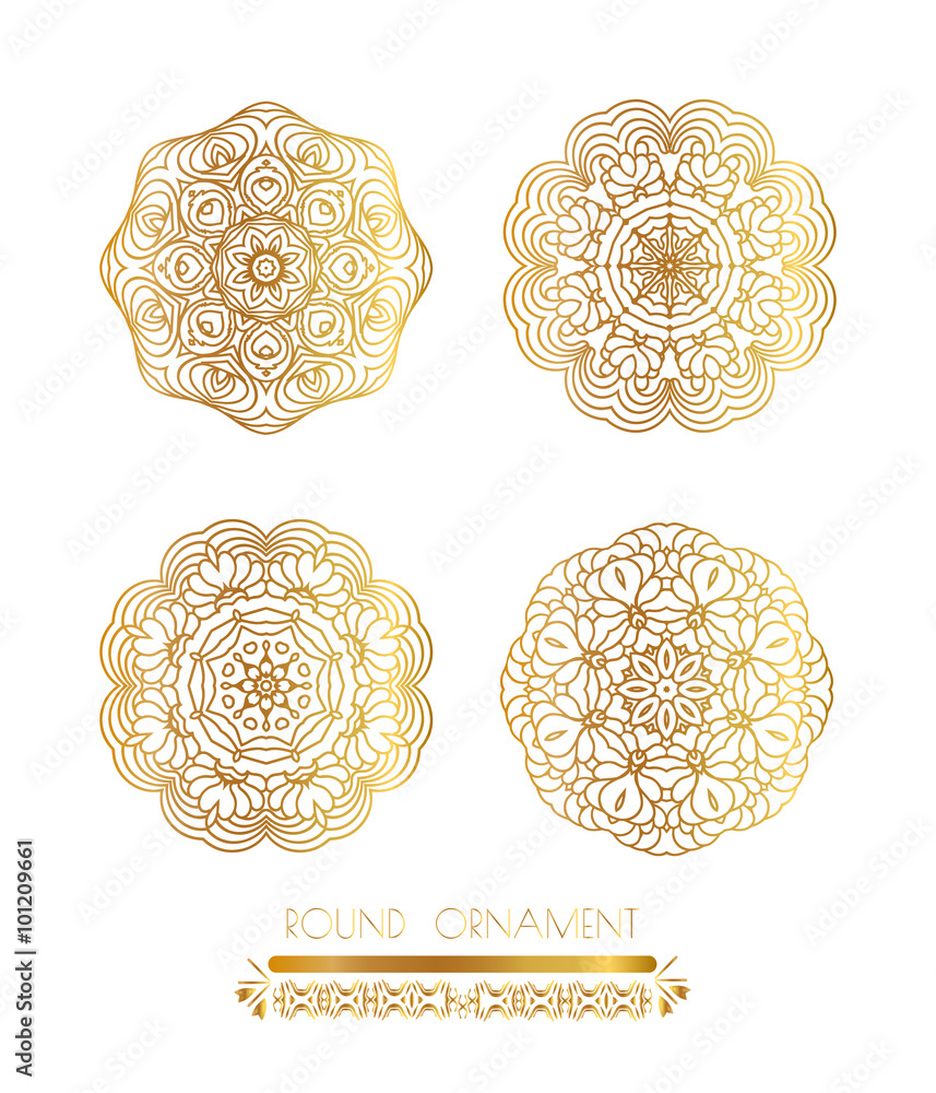 Traditional golden decor on white background.Oriental vector gold pattern. Abstract golden ornament. Vector illustration.
