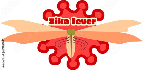 Abstract virus, mosquito image and zika fever text