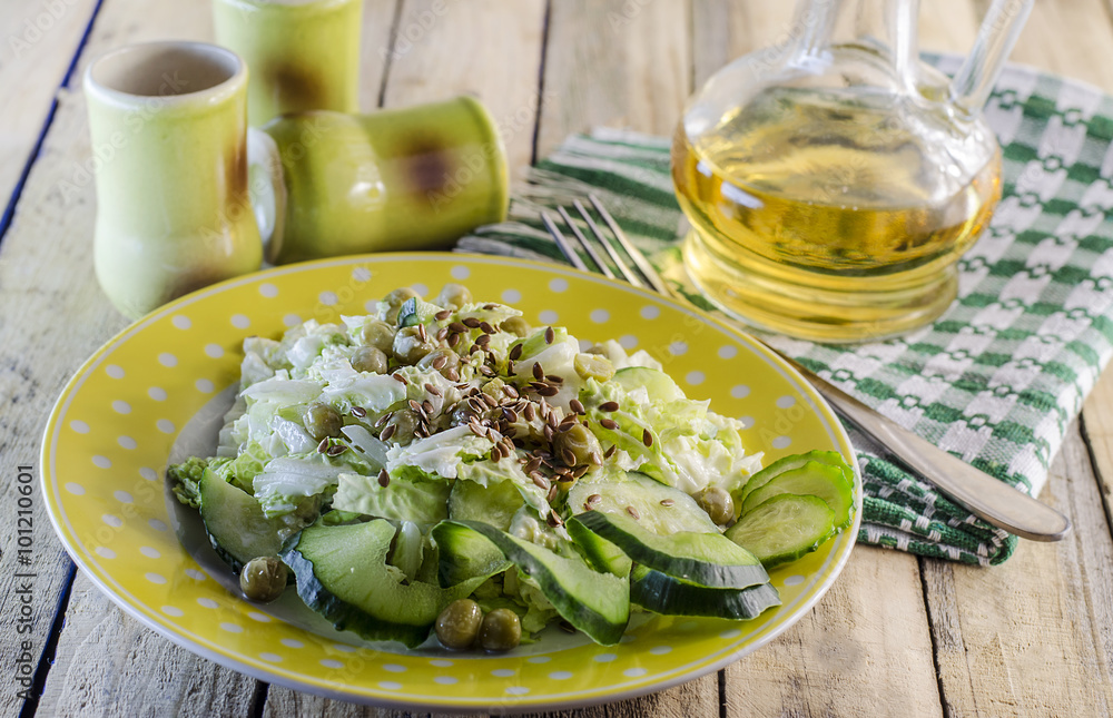 salad with green vegetables and flax seed salad with green vegetables and flax seed