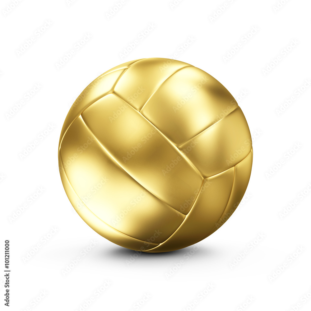 Golden Leather Volley Ball isolated on white background. Concept of Success. Sport and Recreation Concept.