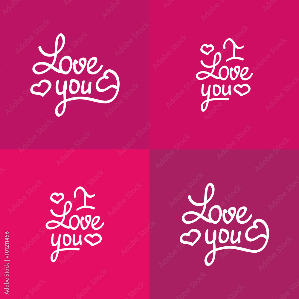 Set of love you lettering Valentine vector design Set of love you lettering Valentine vector design