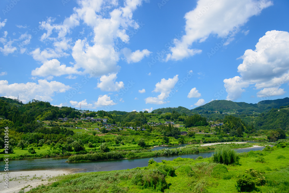 Obraz premium Landscape of along the Tenryu river in Nagano, Japan
