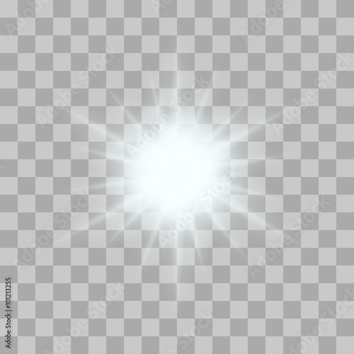 Vector glowing light bursts with sparkles on transparent background © fosin