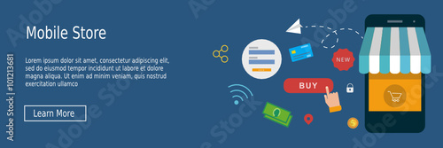 Store flat design concept for website template - web banner or header vector
