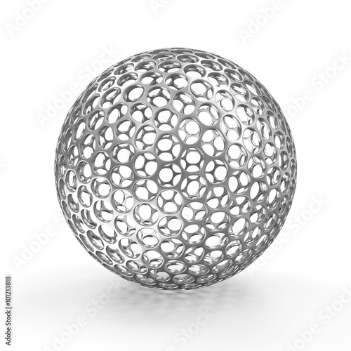 Shiny Metal Abstract Sphere isolated on white background