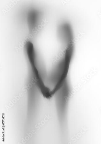 Silhouette of a lover couple  expecting woman  pregnancy