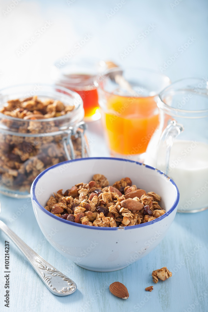 homemade healthy granola in bowl for breakfast homemade healthy granola in bowl for breakfast