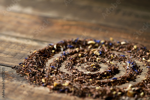 Photography rooibos mixed with flowers, dry fruits and herbs
