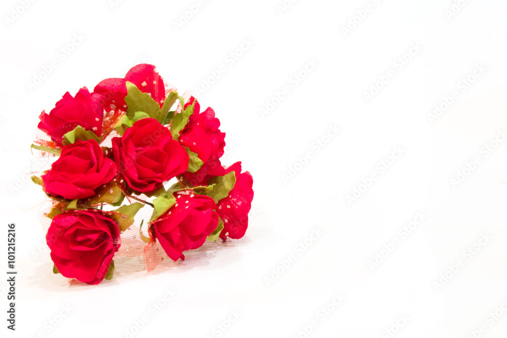 Fototapeta premium bouquet of red roses textile