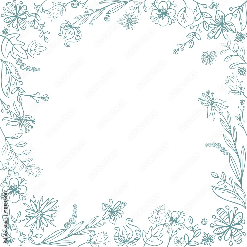 Hand sketched floral frame. Hand sketched floral frame.