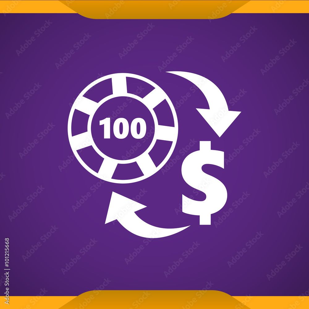 Exchange chip to dollar sign icon. Exchange chip to dollar sign icon.