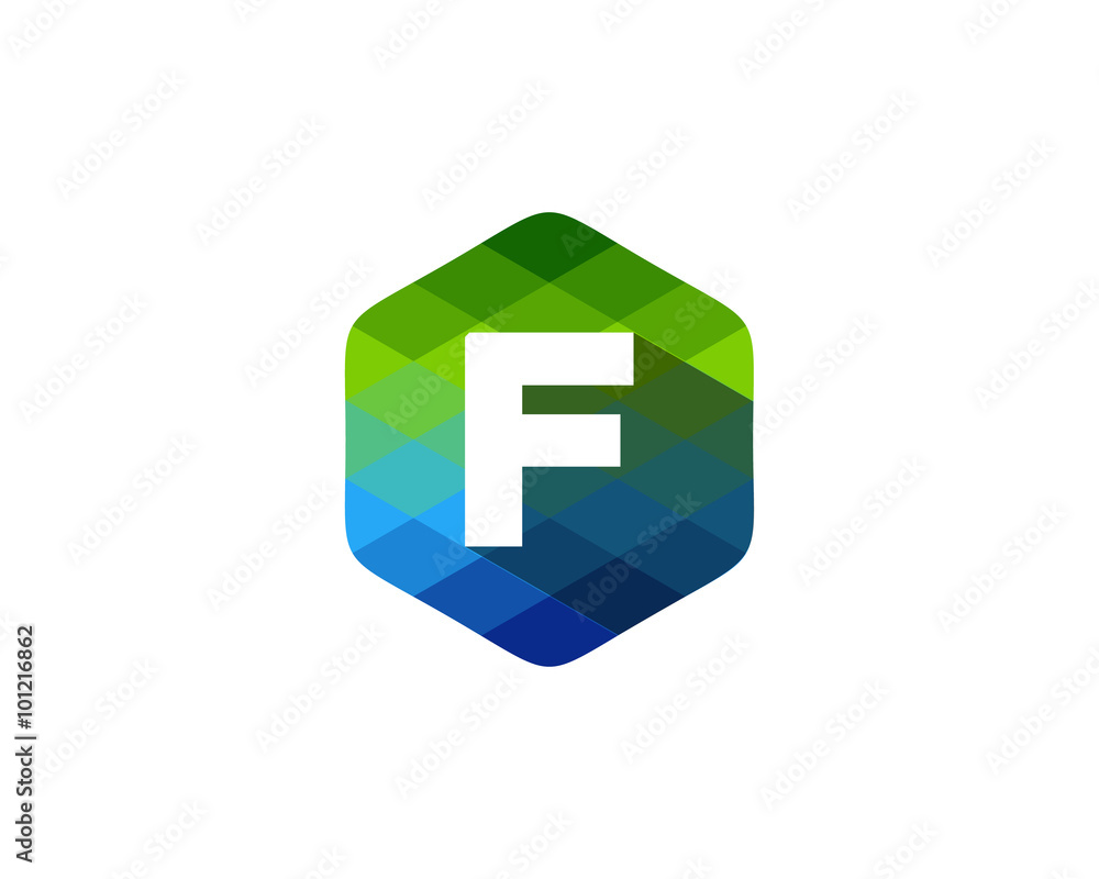 Obraz premium F Letter Color Pixel Shadow Logo Design Element