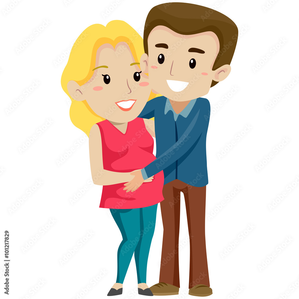 Illustration of Man with Pregnant Woman
