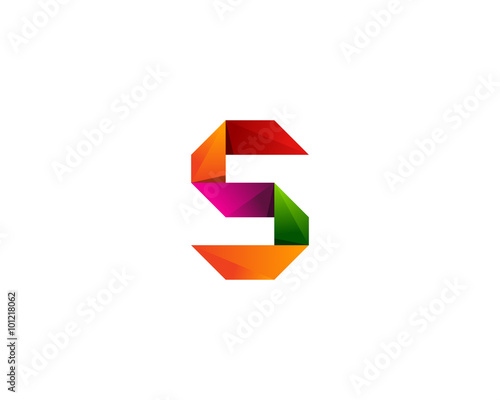 S Letter Color Ribbon Logo Design Element