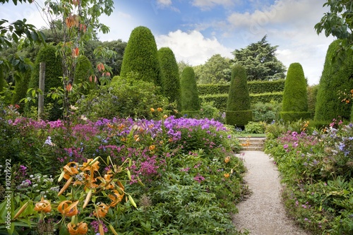 Fototapet English country garden with clipped Yew trees