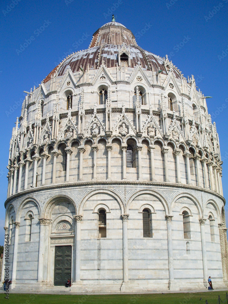 Pisa, Italy - September 29, 2008: Piazza del Duomo with famous landmarks of Pisa