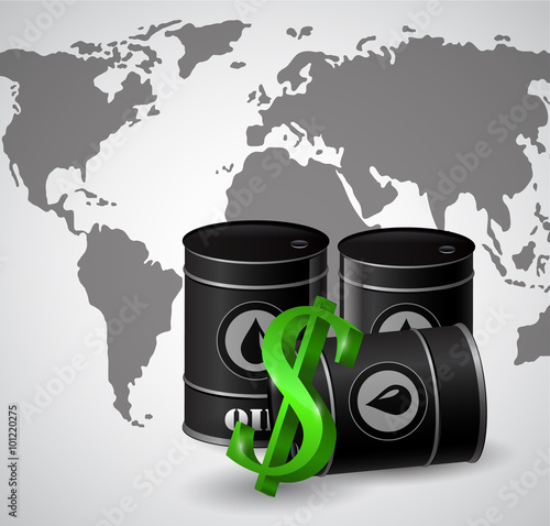 black oil barrel and the sign of dollar 