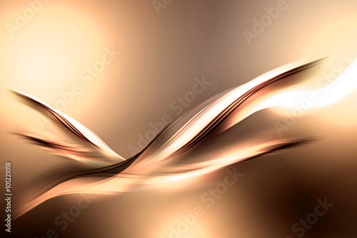 Abstract beautiful motion gold fractal like a bird background.Modern bright digital illustration.