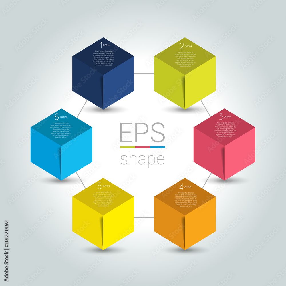 Obraz premium Network connected speech diagram. Hexagon presentations with text box. Infographic. 6 step design. Vector illustration.