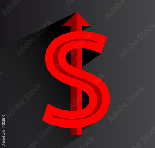 Red dollar sign. Vector illustration