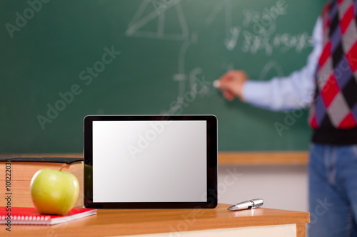 Young Teacher and Tablet