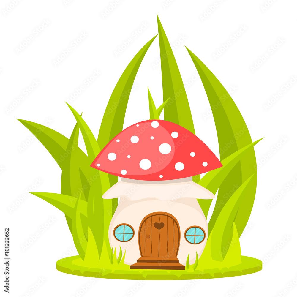 Mushroom house cartoon vector illustration. Mushroom home for kid cartoon, book, sticker, tshirt applique or game asset. Mushroom house cartoon vector illustration. Mushroom home for kid cartoon, book, sticker, tshirt applique or game asset.
