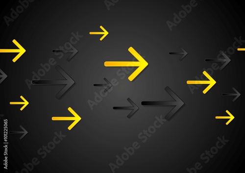 Abstract tech dark black background with arrows