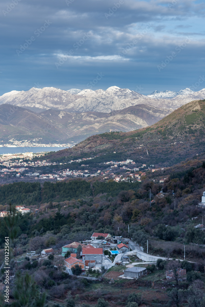 Kotor bay Tivat Adriatic sea mountains