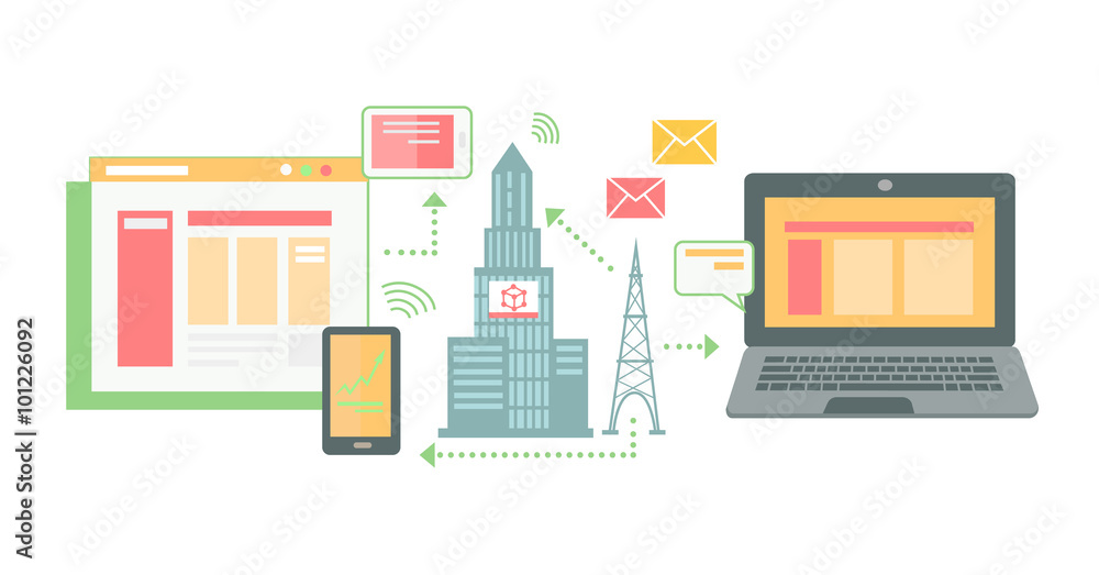 Icon Flat Place of Technologies Concentration Icon Flat Place of Technologies Concentration