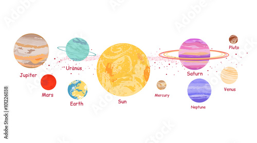 Solar System Icon Flat Design Style