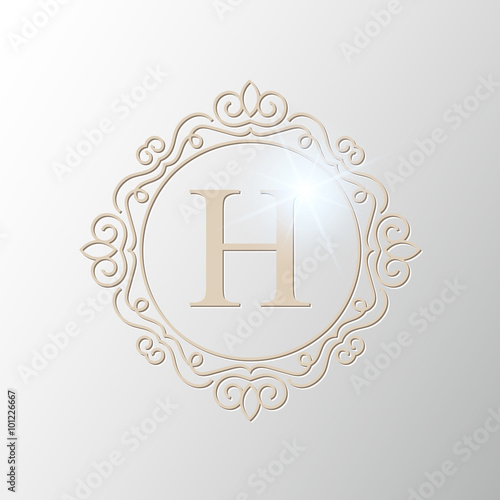 Abstract creative concept vector logo of retro monogram isolated on background. Art illustration template design for restaurnat, cafe, hotel, real estate, wedding and spa elegant cute fine emblem. photo