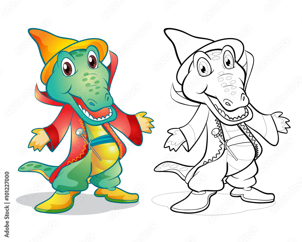 Fantasy mascot crocodile cartoon - obrazy, fototapety, plakaty 