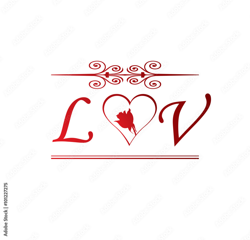 LV Initial Heart Shape Red Colored Love Logo Stock Vector - Illustration of  circle, business: 130141741