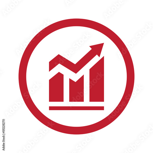 Flat red trend icon in circle on white