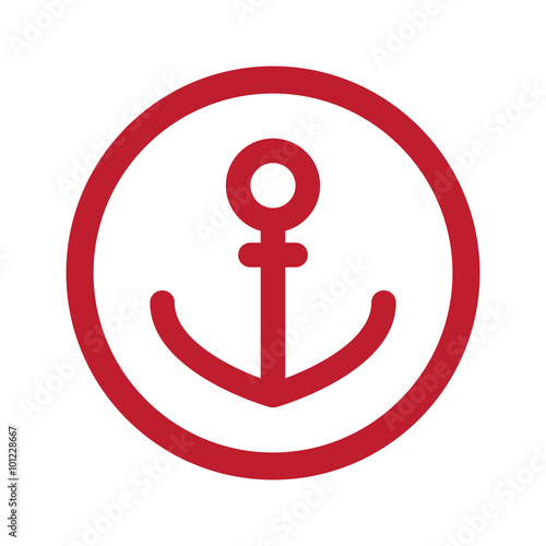 Flat red Anchor icon in circle on white