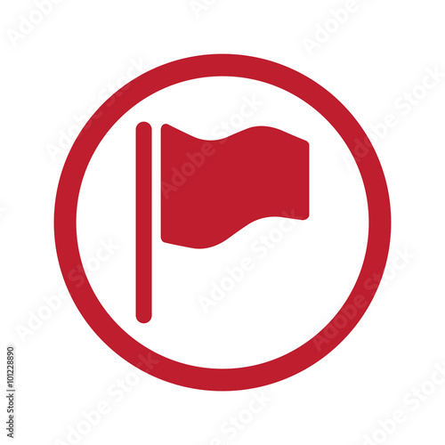 Flat red Flag icon in circle on white
