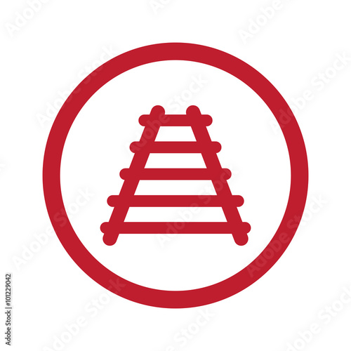 Flat red Railroad icon in circle on white