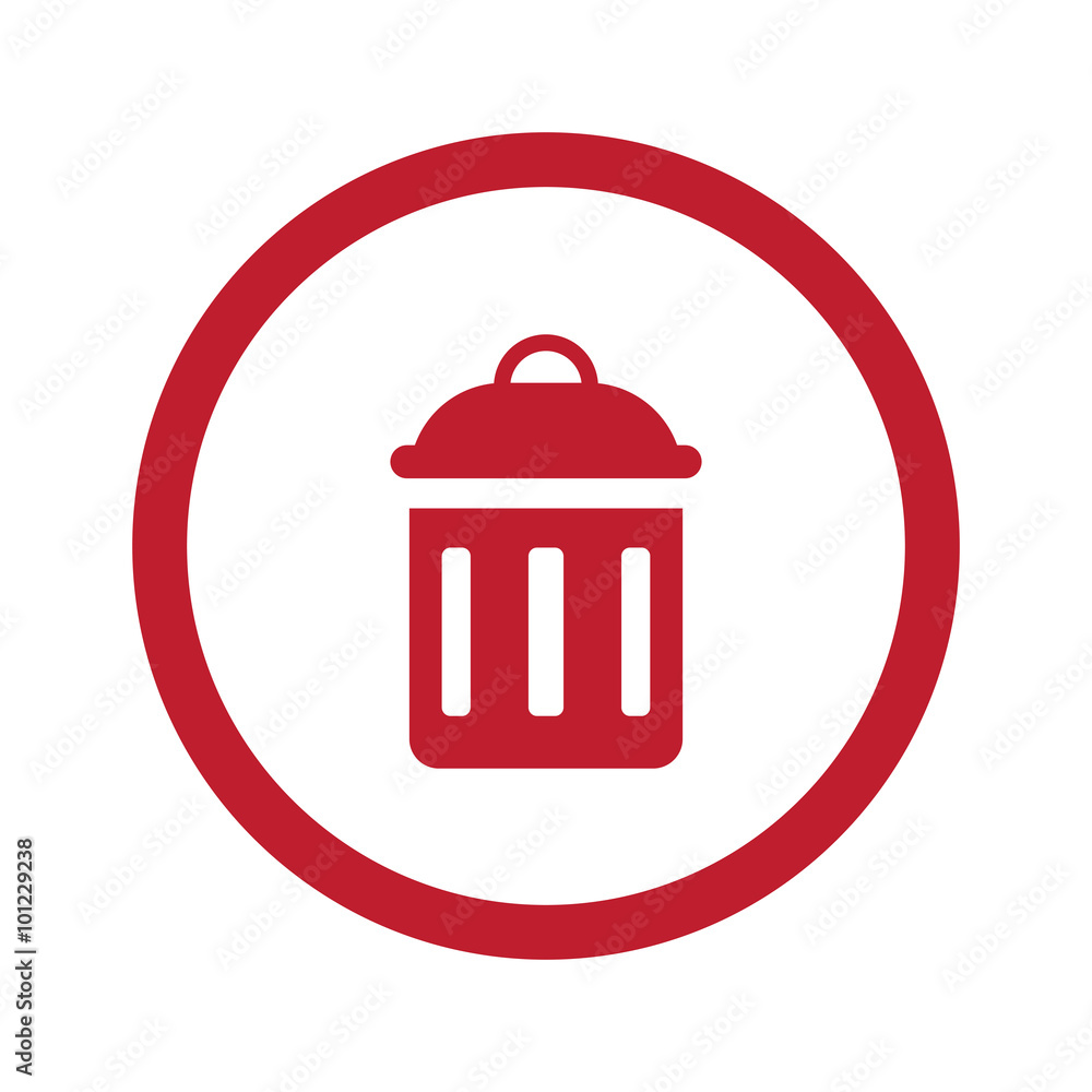 Flat red Delete icon in circle on white Flat red Delete icon in circle on white