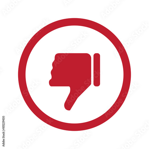 Flat red Thumb Down icon in circle on white