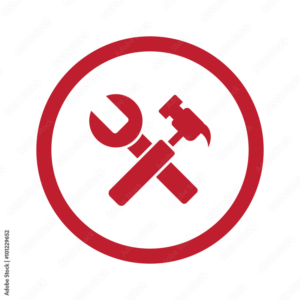 Flat red Service icon in circle on white Flat red Service icon in circle on white