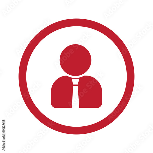 Flat red User Profile icon in circle on white