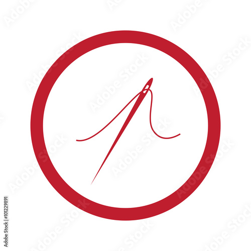 Flat red Needle icon in circle on white