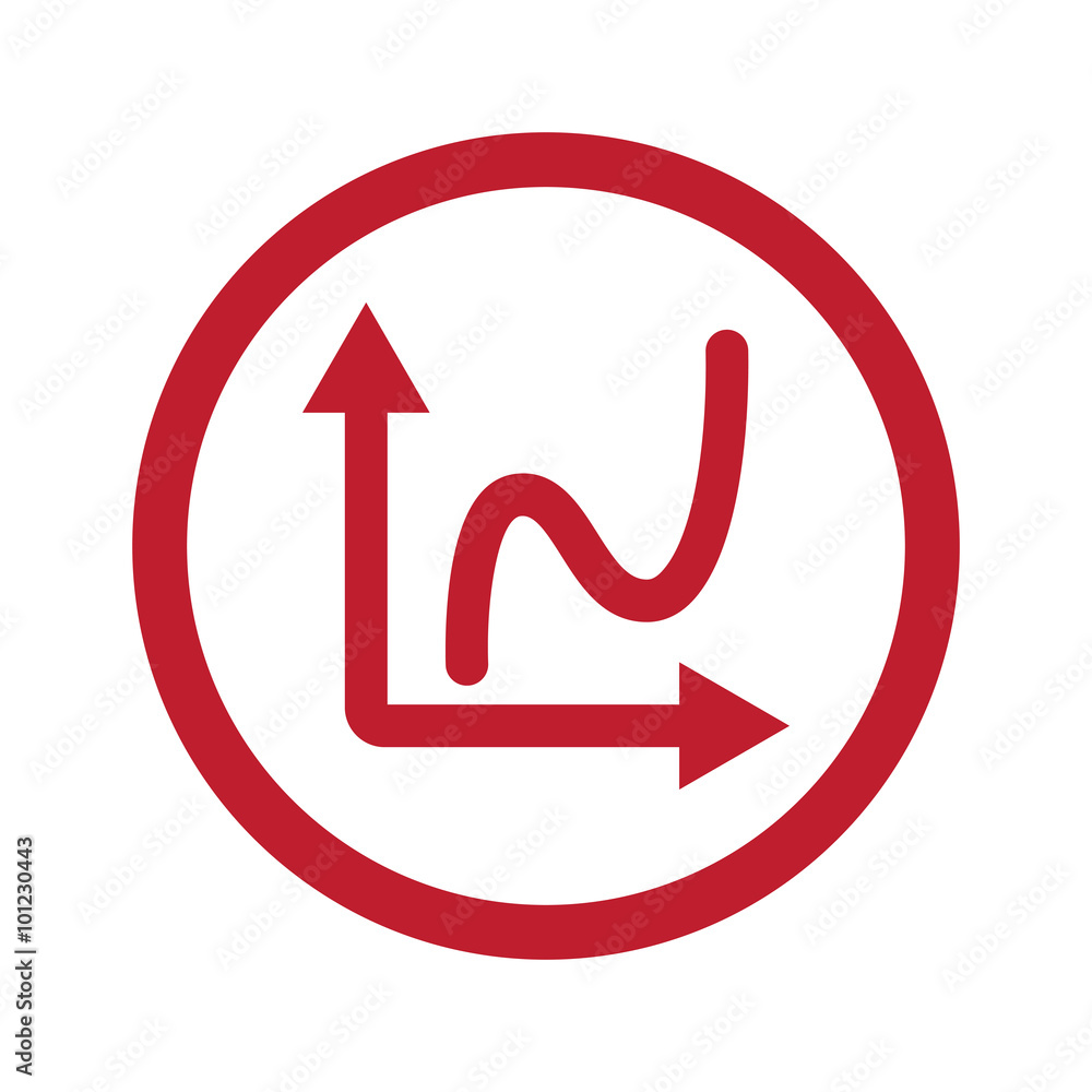 Flat red Graph icon in circle on white Flat red Graph icon in circle on white